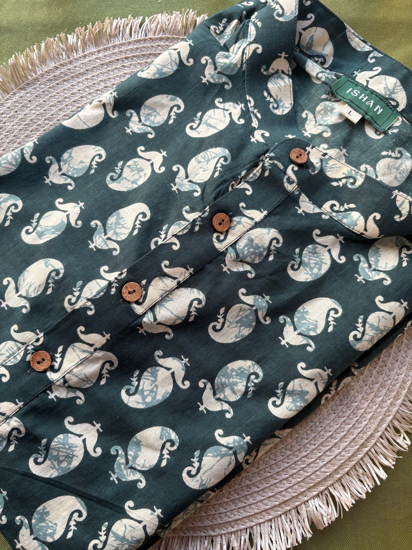 Deep Green Moustache x Maanga Cotton Long Kurta