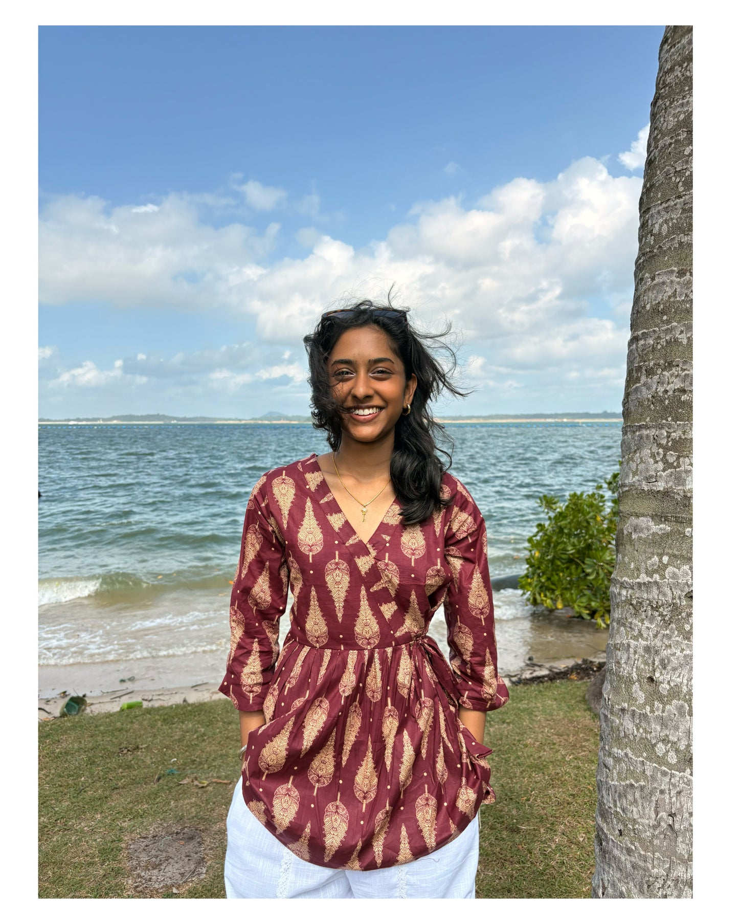 Maroon Cotton Peplum Top