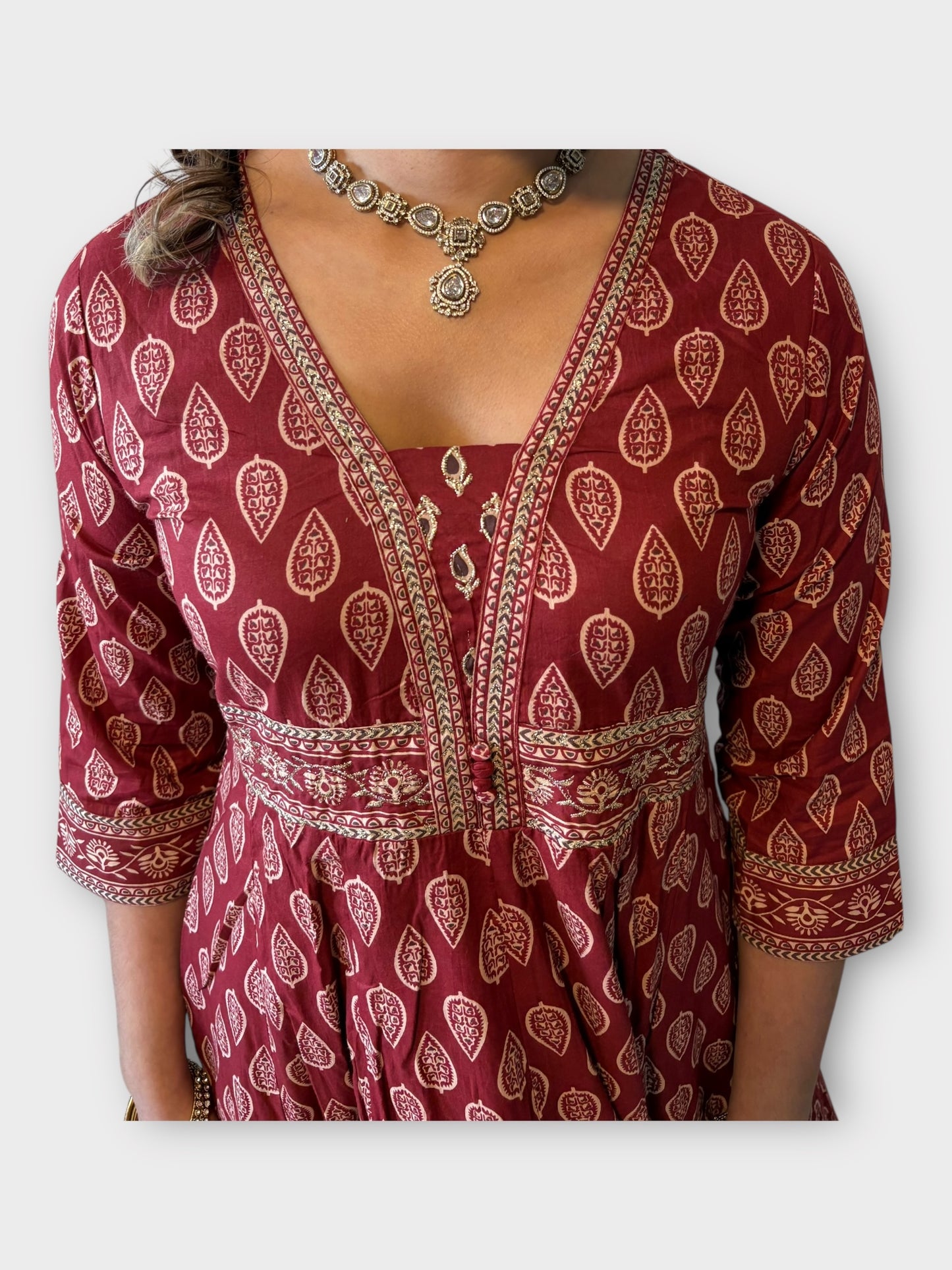 Maroon Anarkali Cotton Suit