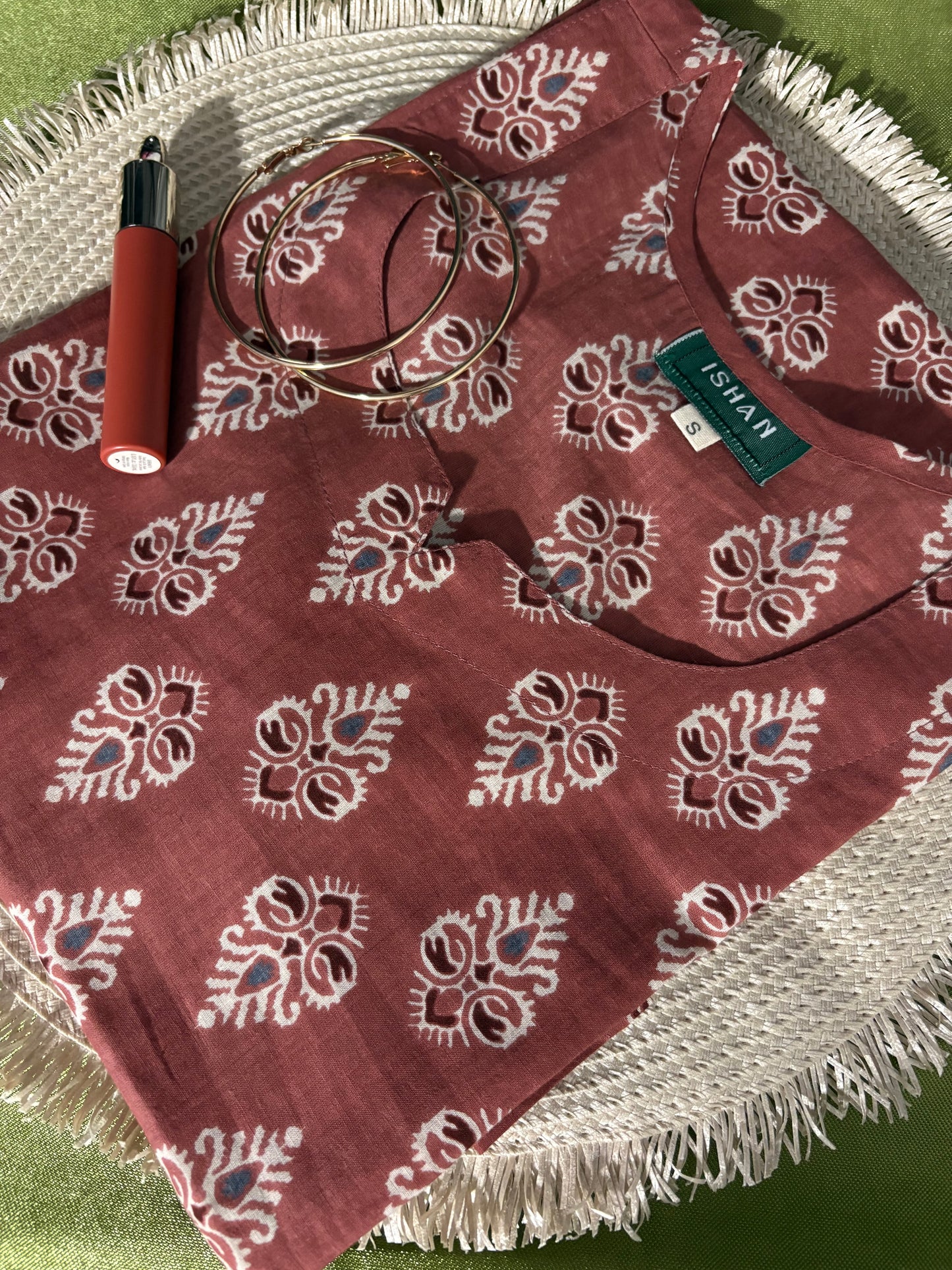 Dusky Red Cotton Short Top