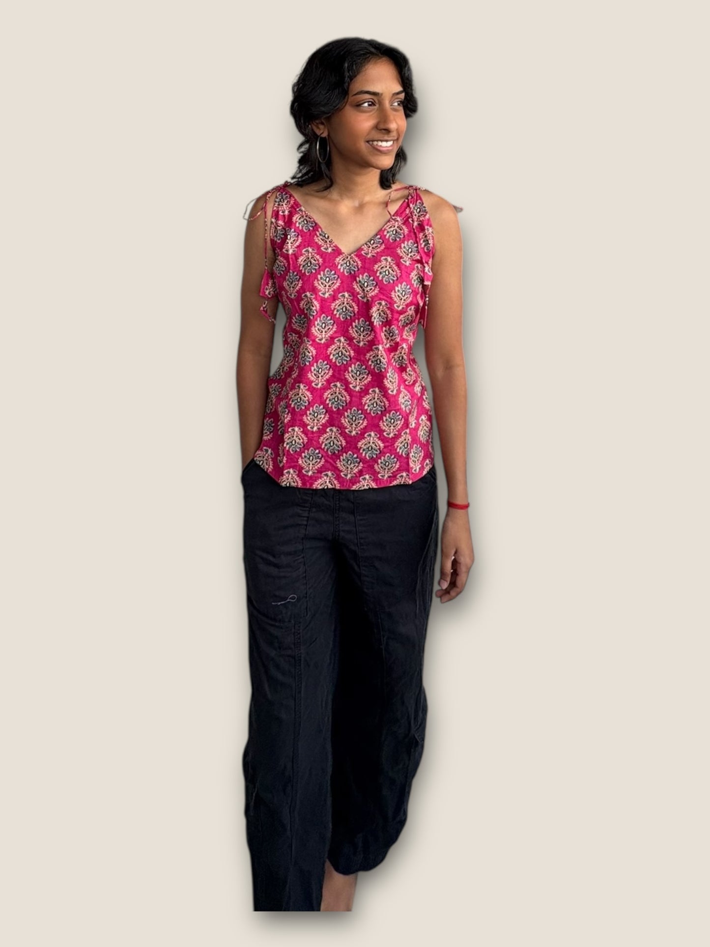 RETRO - Pink tie-strap Top