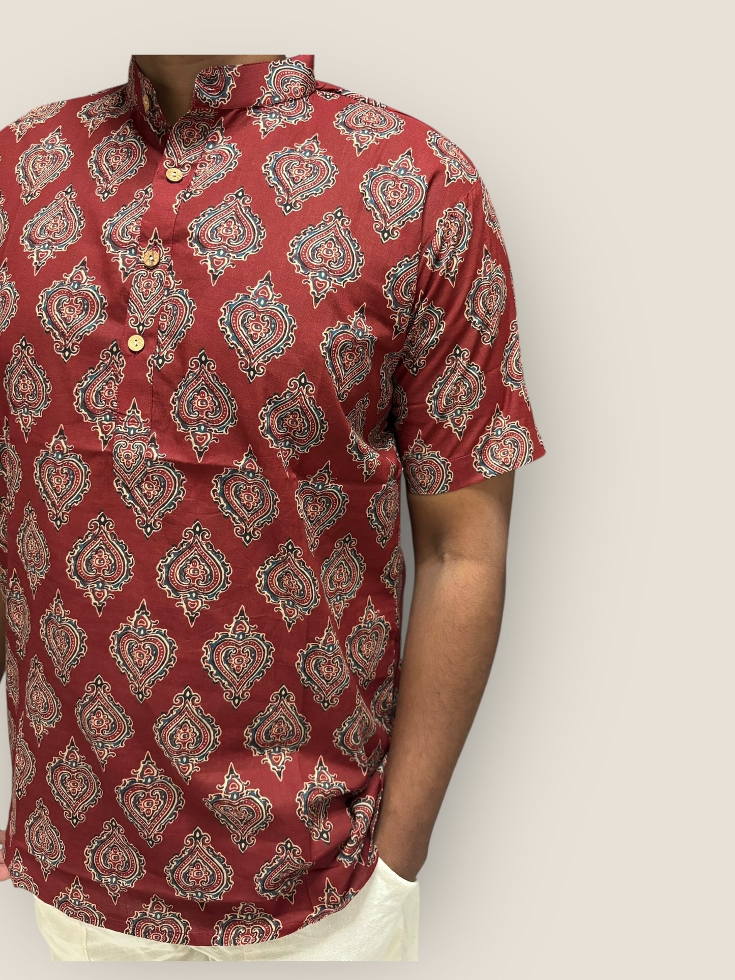 Maroon Spade Cotton Kurta