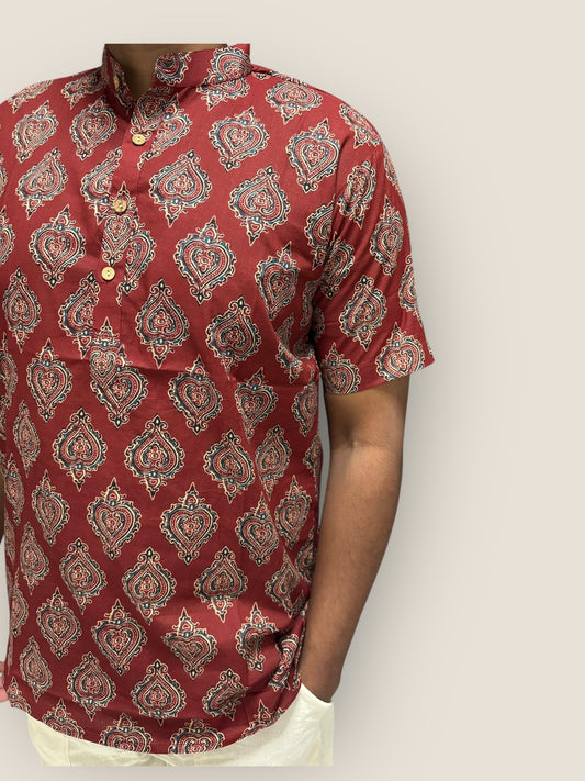 Maroon Spade Cotton Kurta