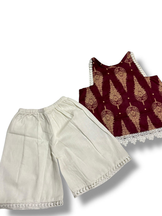 KEYA - Maroon Cotton Top & Shorts