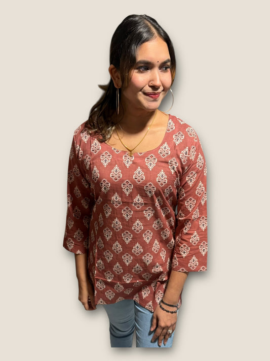 Dusky Red Cotton Short Top