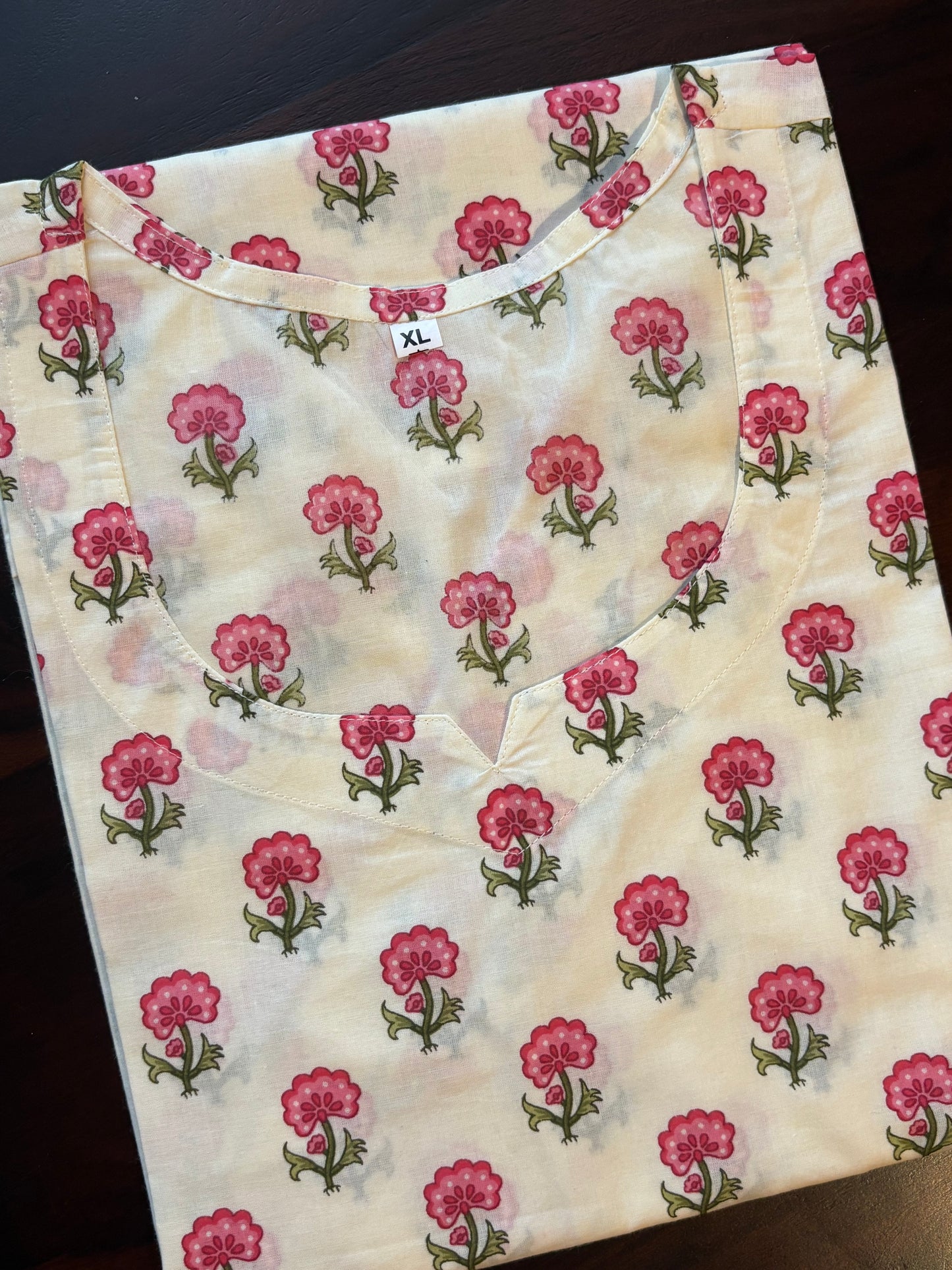 Off-white x Pink Florals Cotton Short Top