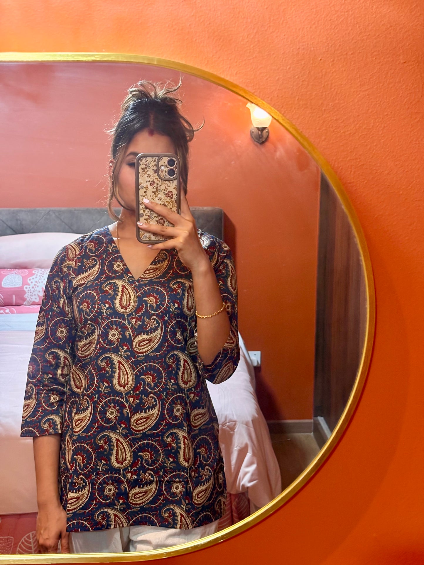 Blue X Paisley Cotton Short Top