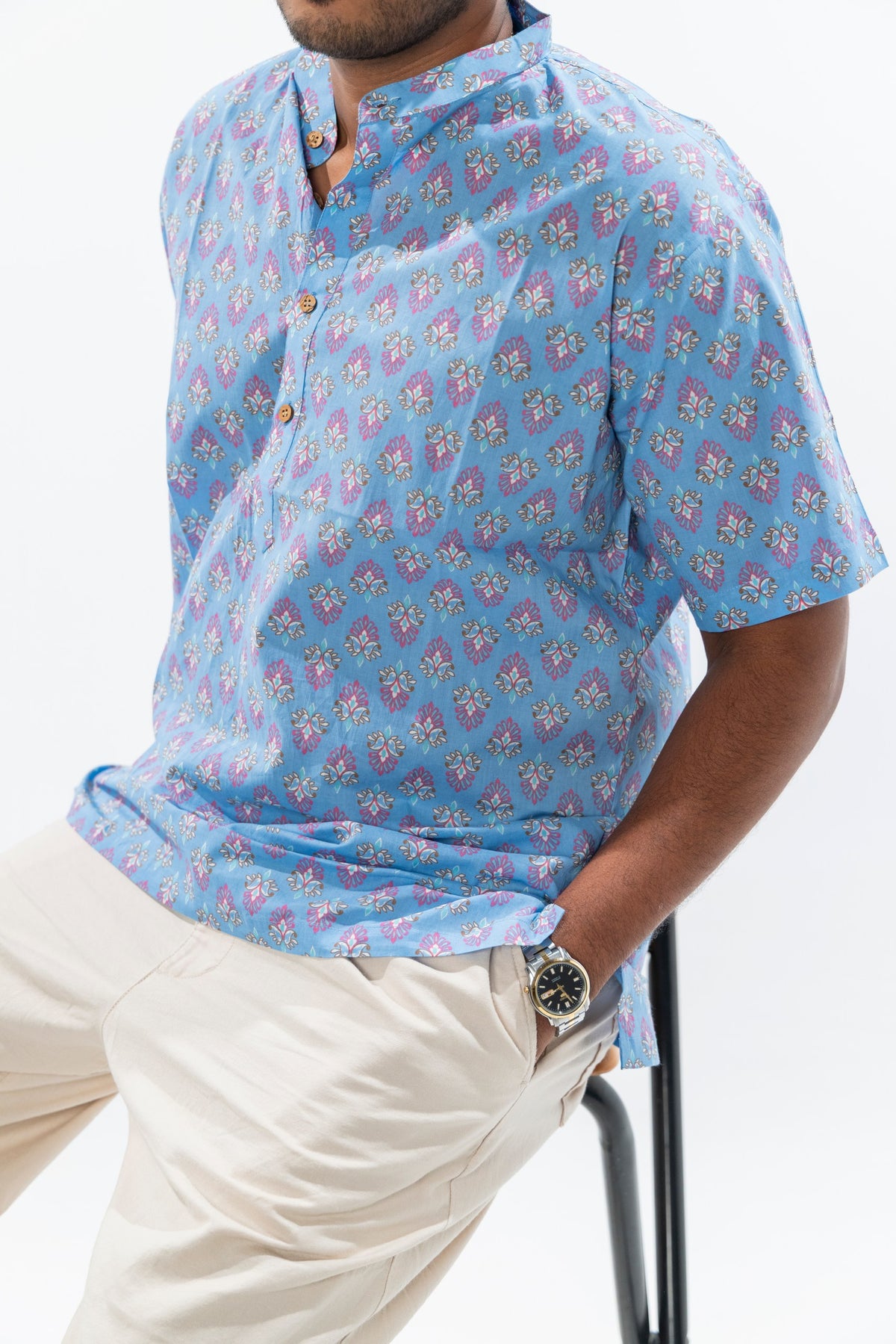 Baby Blue Cotton Kurta