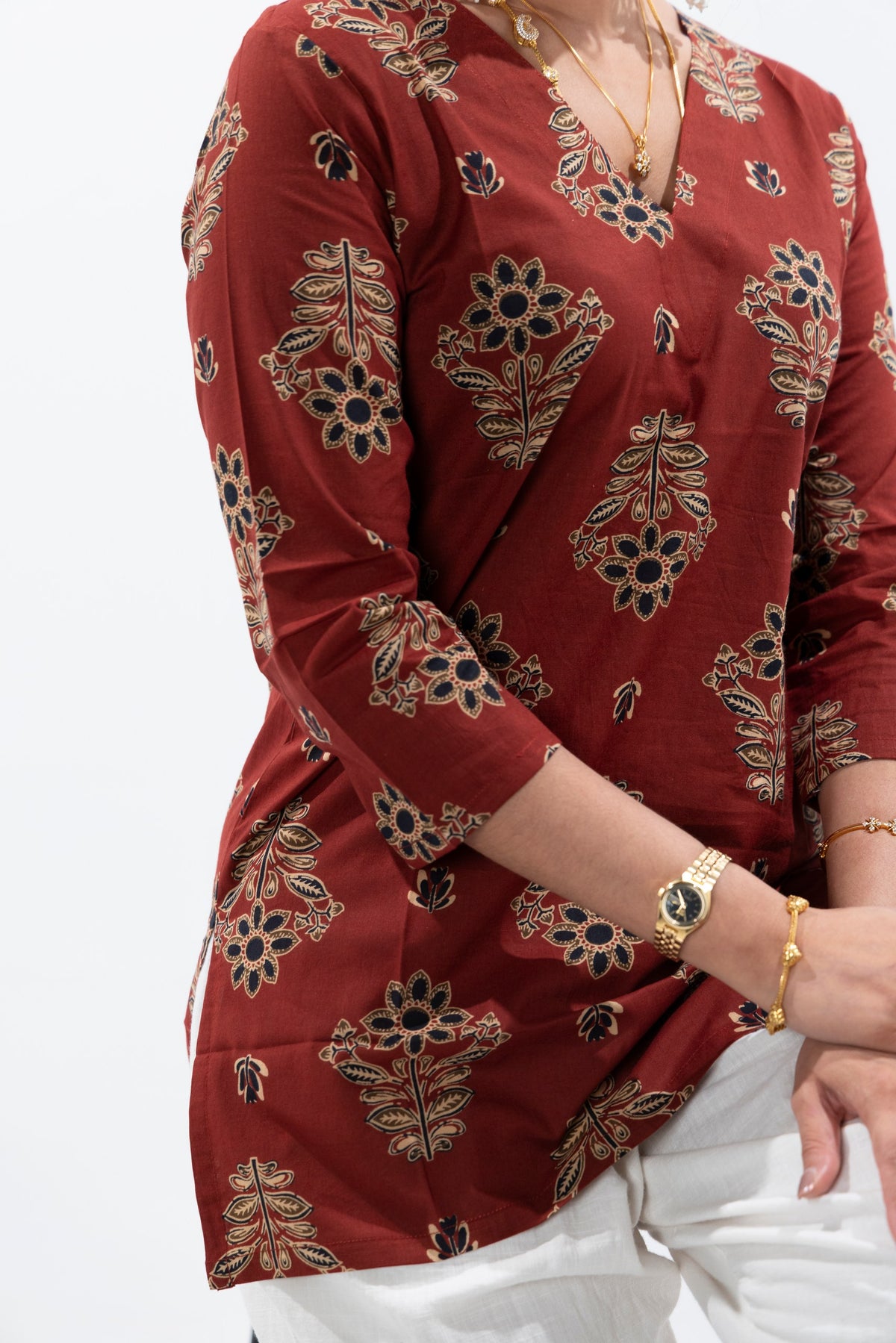Maroon Cotton Kurti