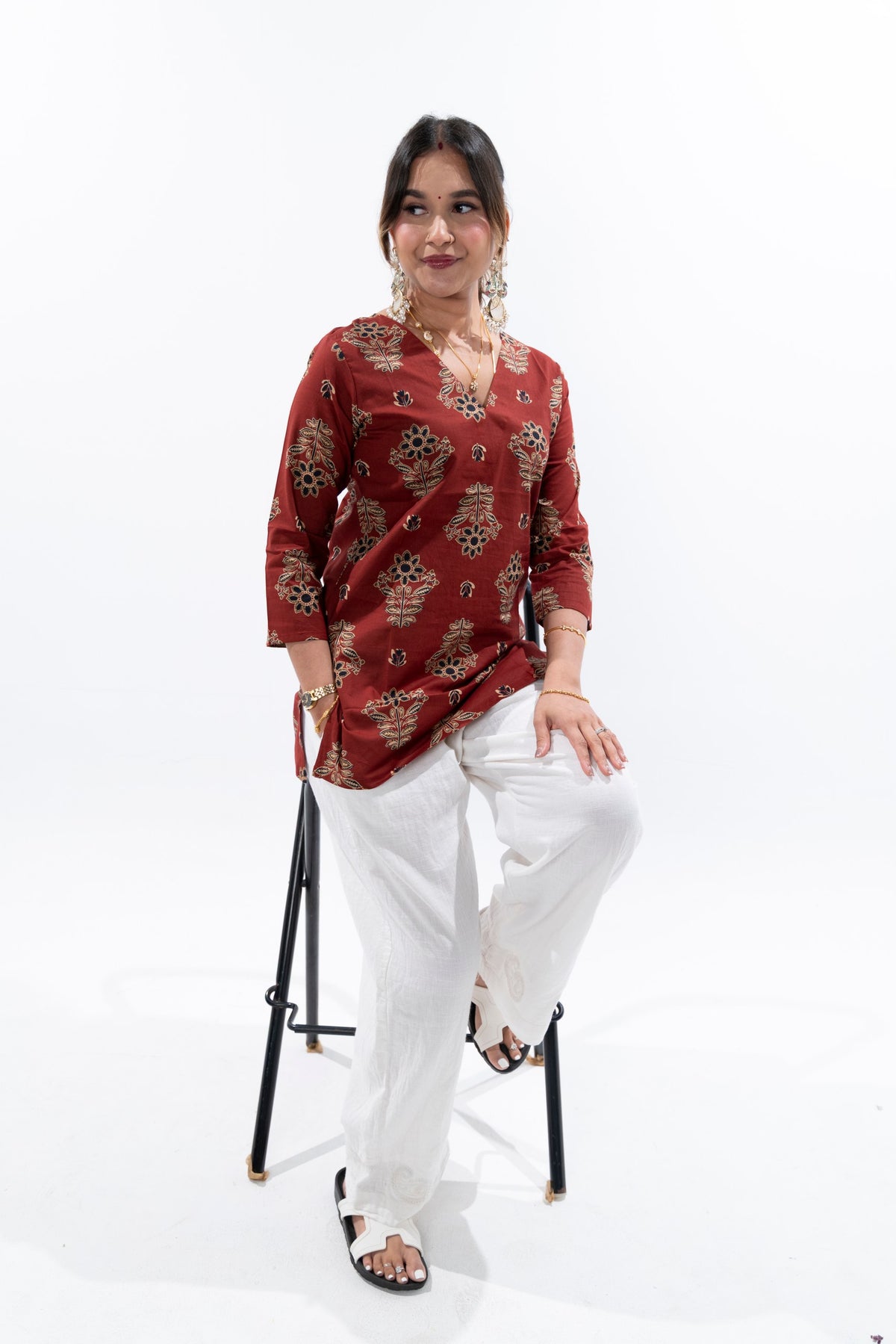 Maroon Cotton Kurti