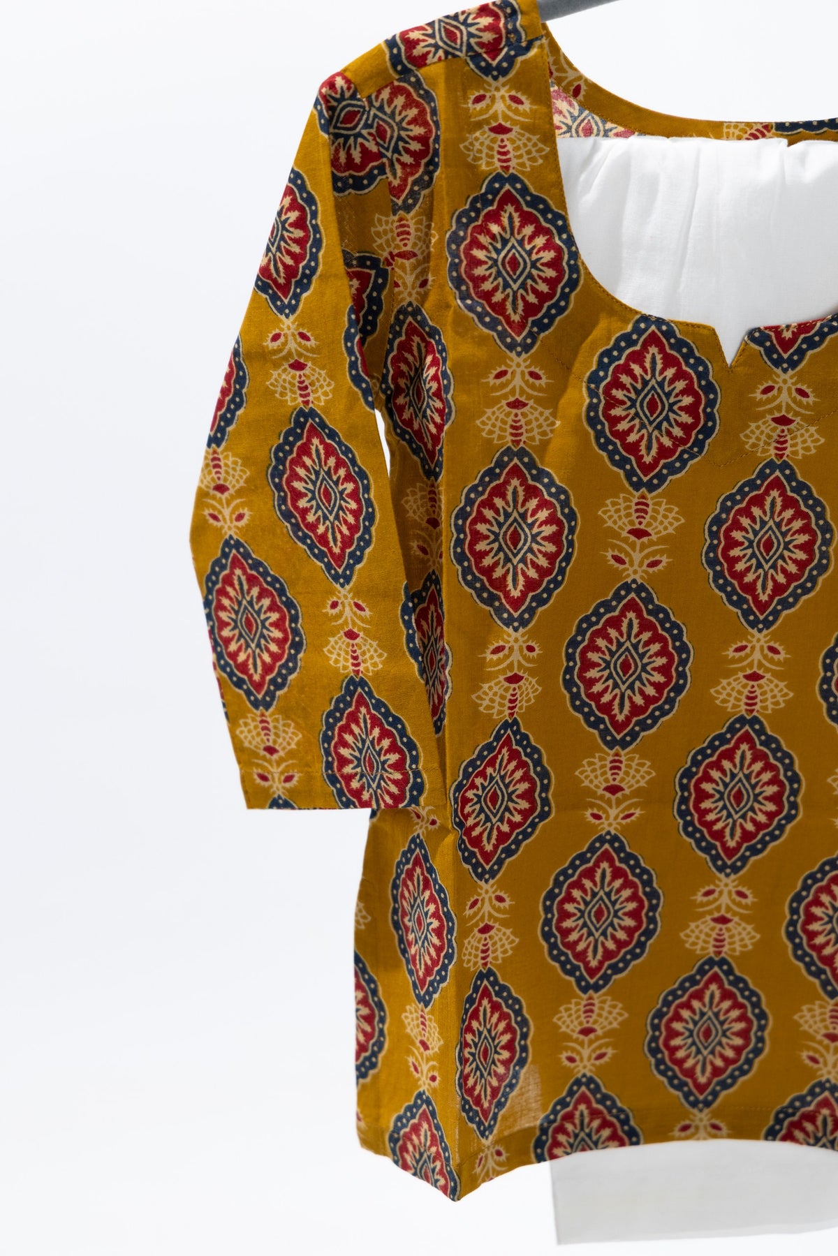 Mustard Girls Cotton Kurti Set with pants