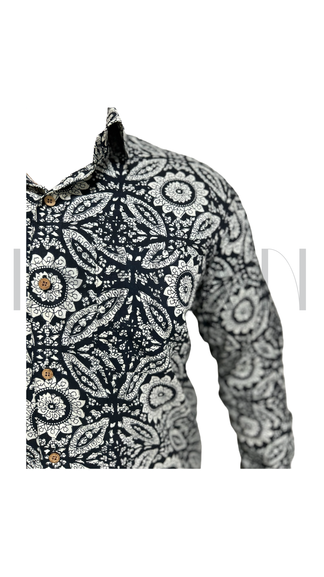 Black Floral Printed Cotton Shirt