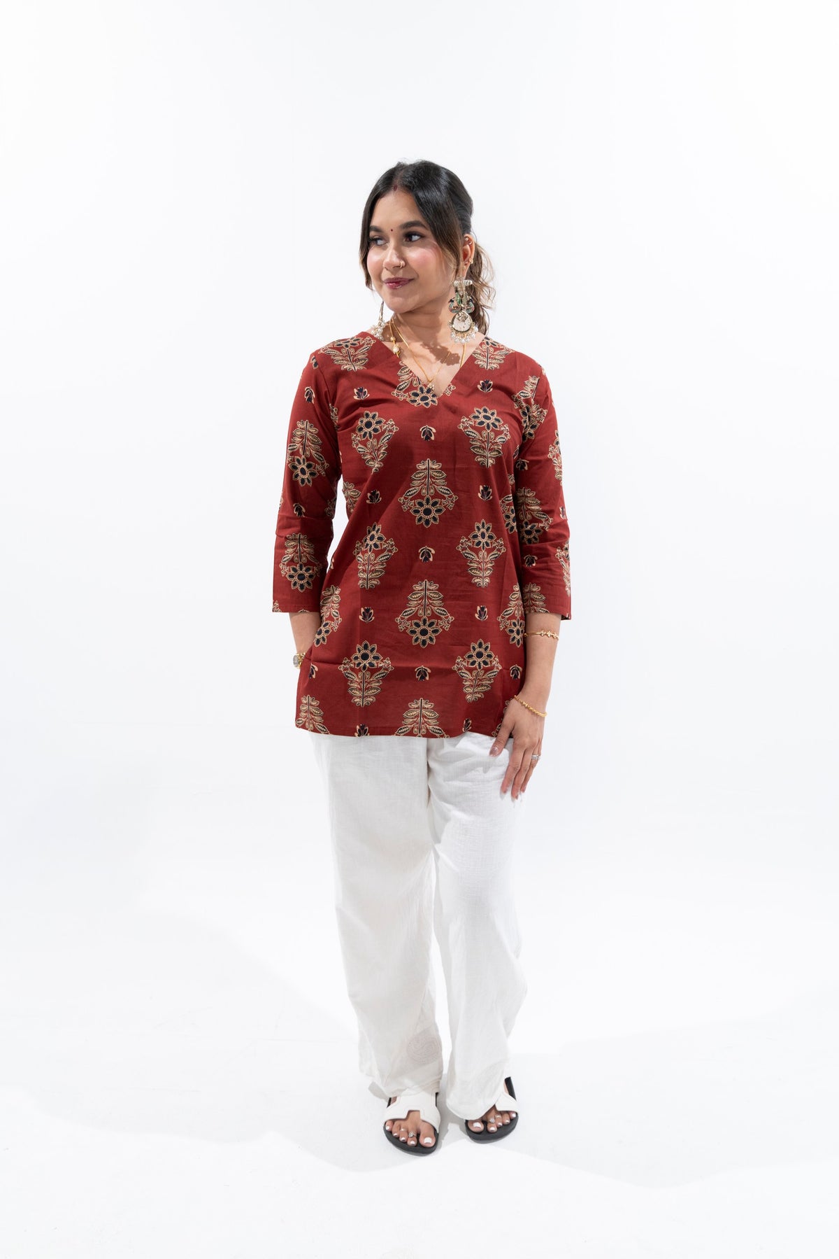 Maroon Cotton Kurti