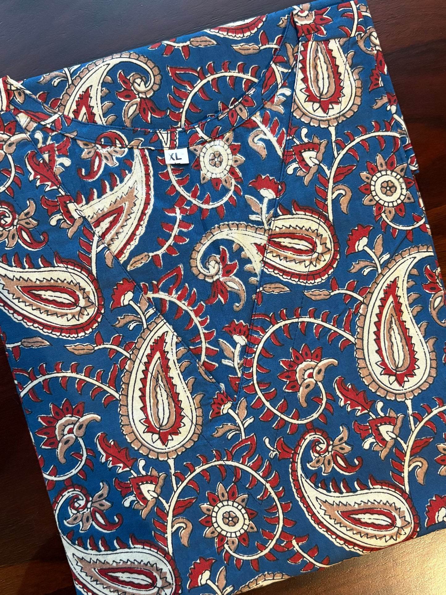 Blue X Paisley Cotton Short Top