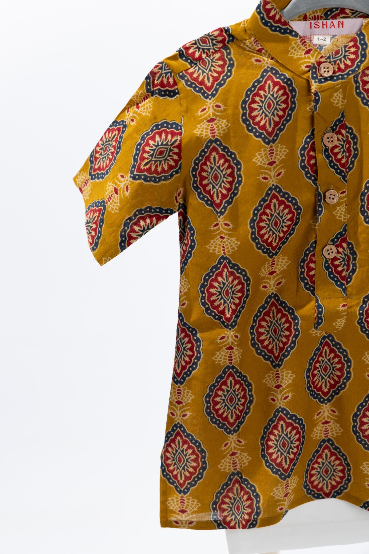 Mustard Boys Cotton Kurta Set with pants