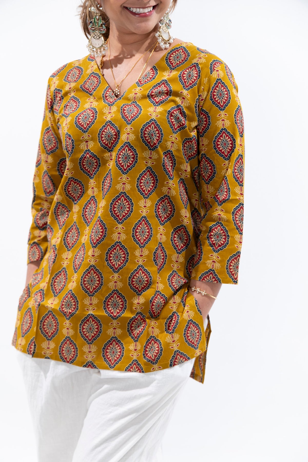 Mustard Cotton Kurti