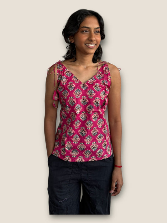 RETRO - Pink tie-strap Top