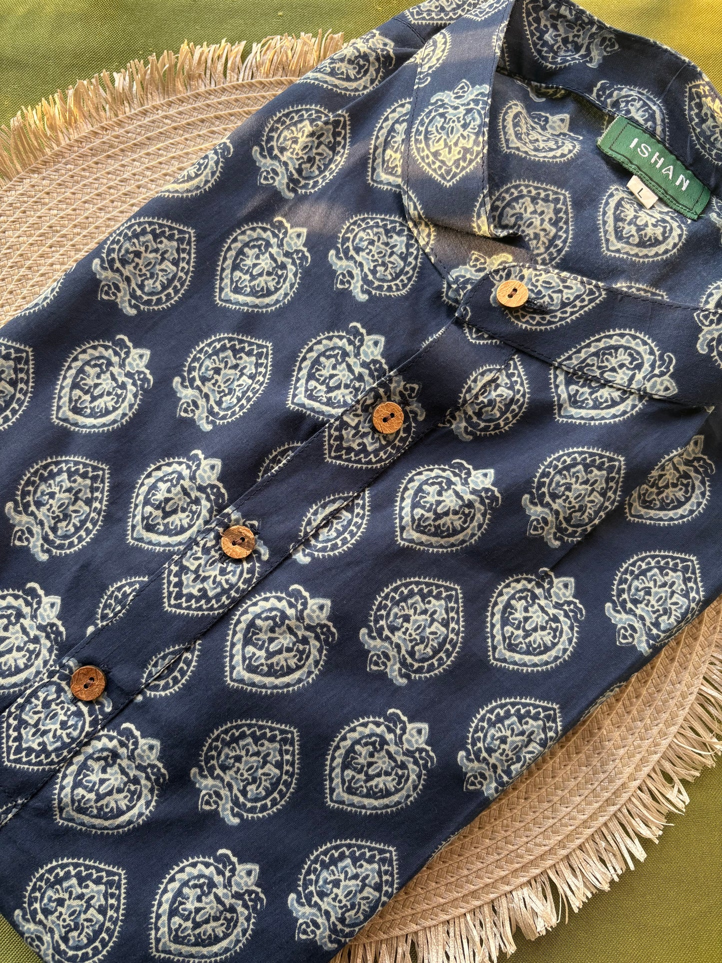 Navy Blue Cotton Long Kurta