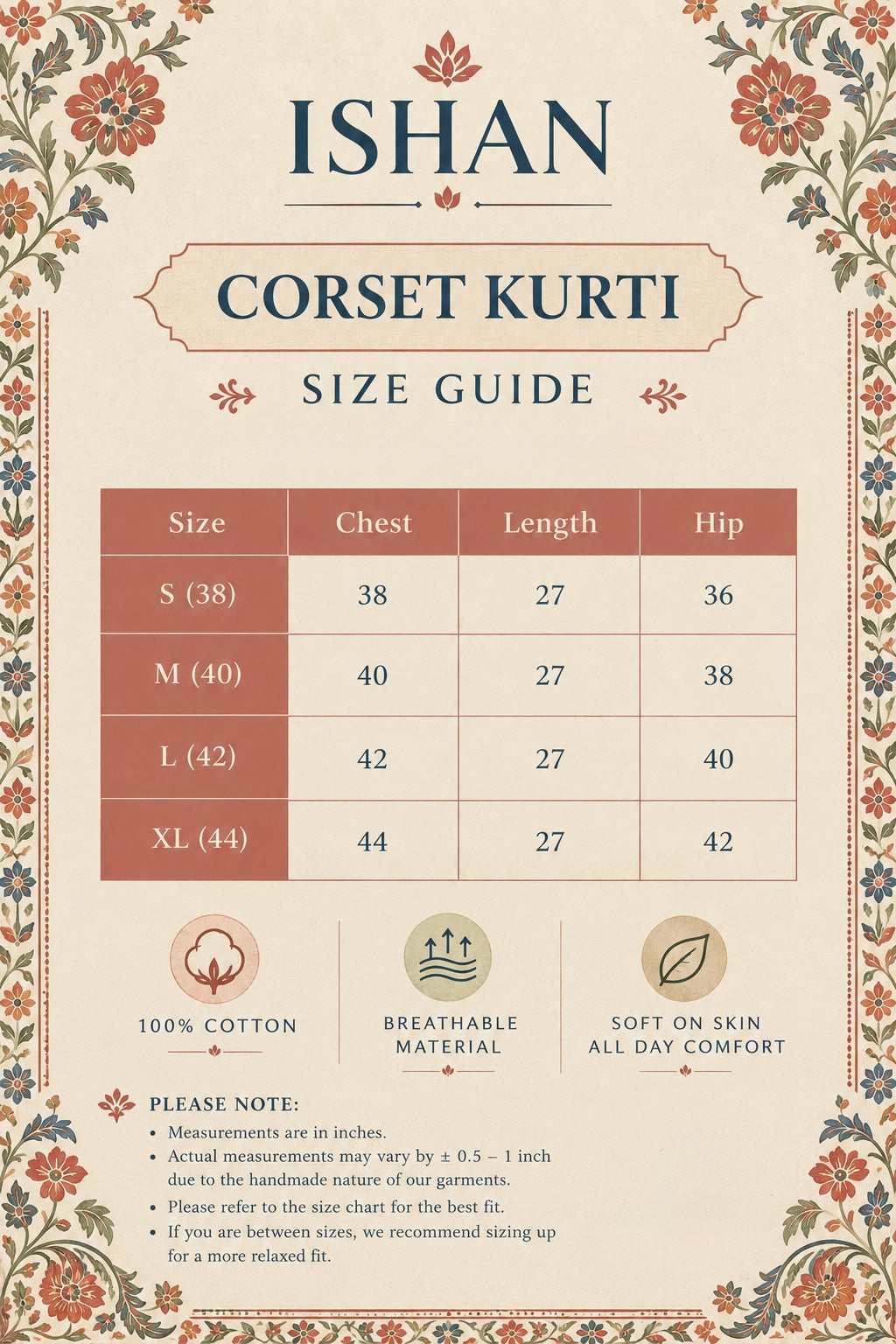 Black Floral Cotton Corset Kurti