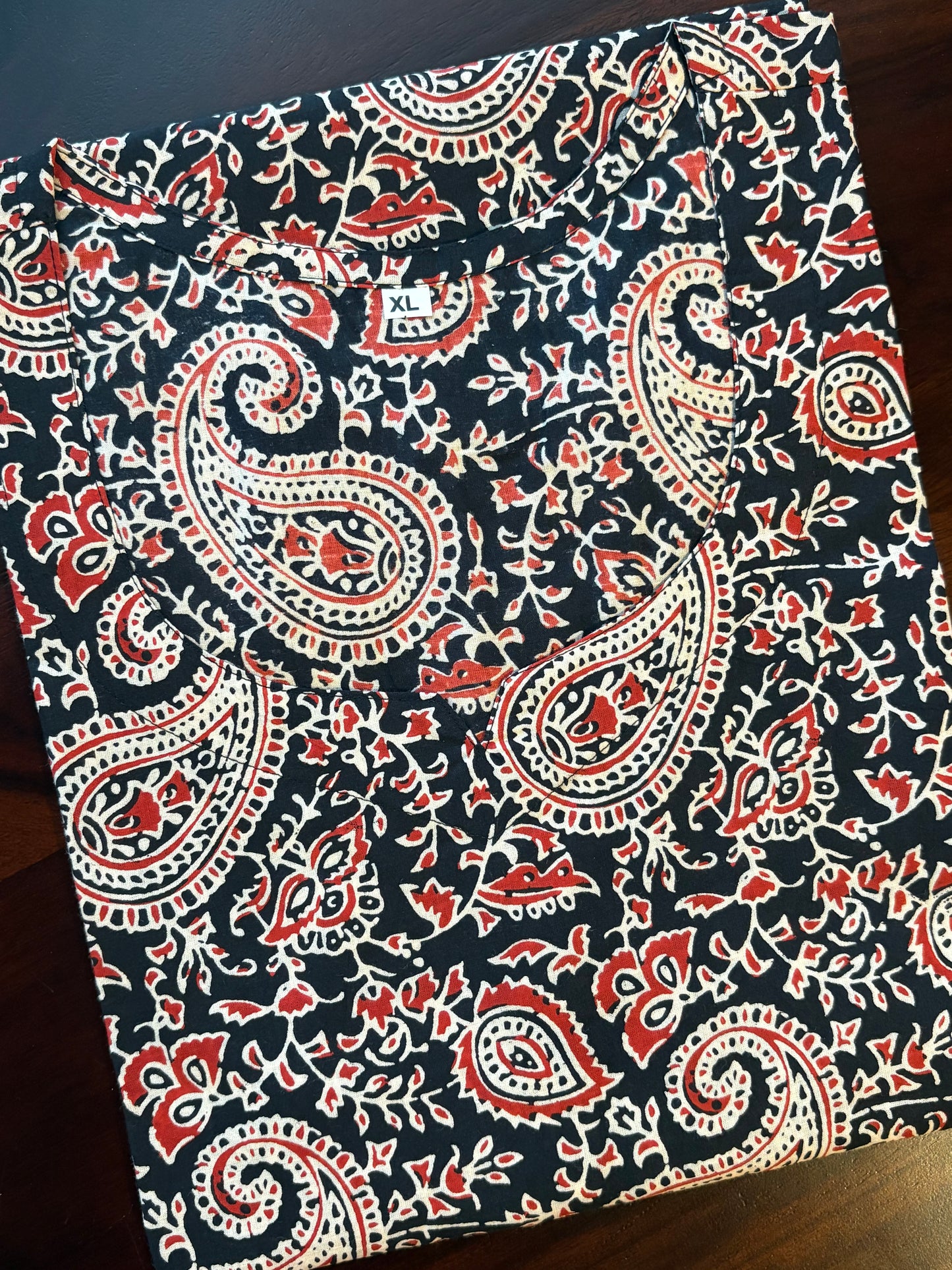 Black x Red & Paisley Cotton Short Top