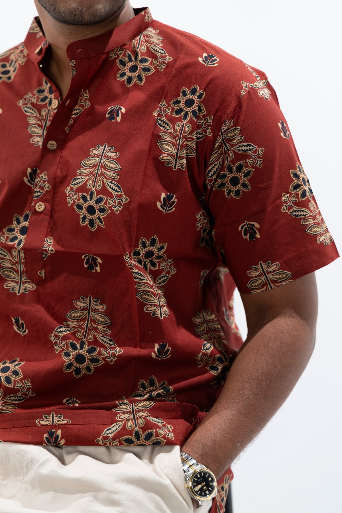 Maroon Cotton Kurta