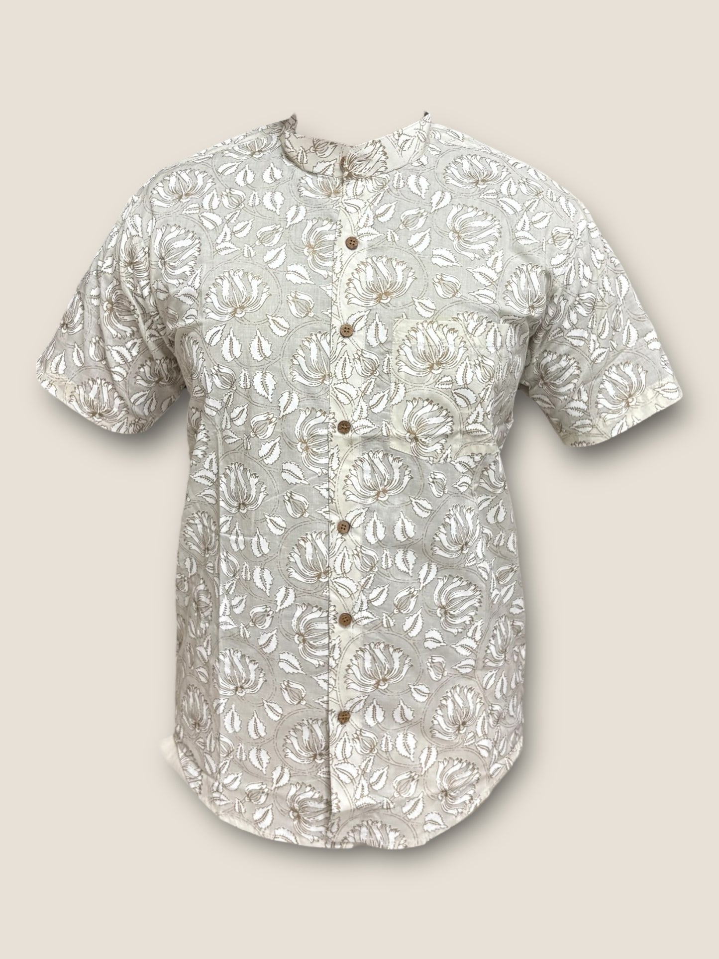 Off-white Cotton Mandarin Collar Shirt