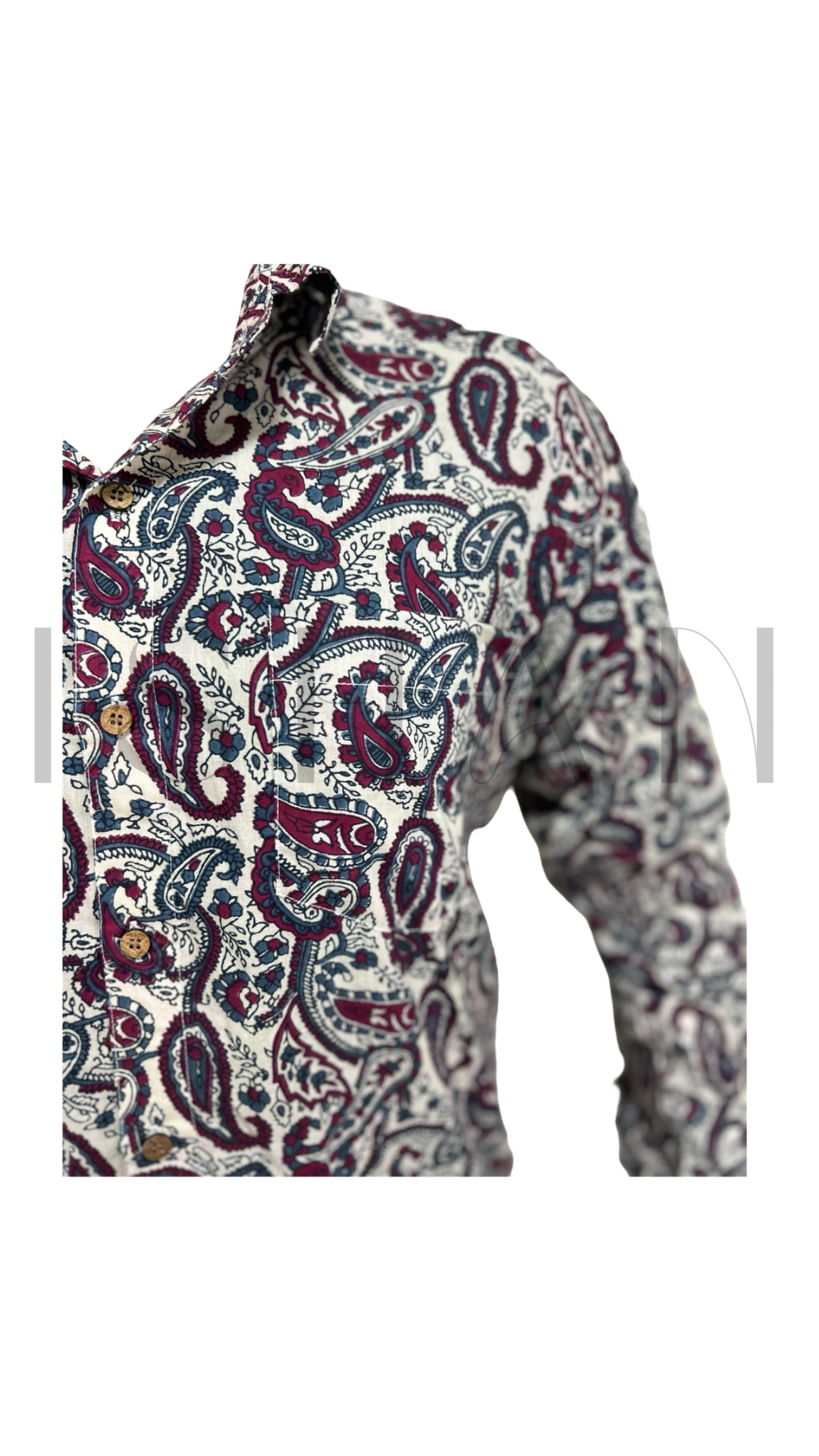 Beige Paisley Printed Cotton Shirt