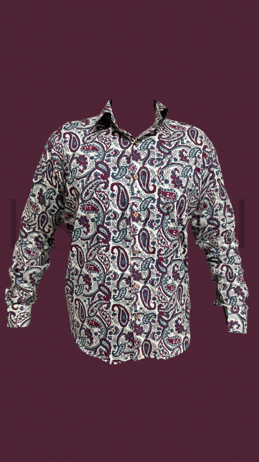 Beige Paisley Printed Cotton Shirt