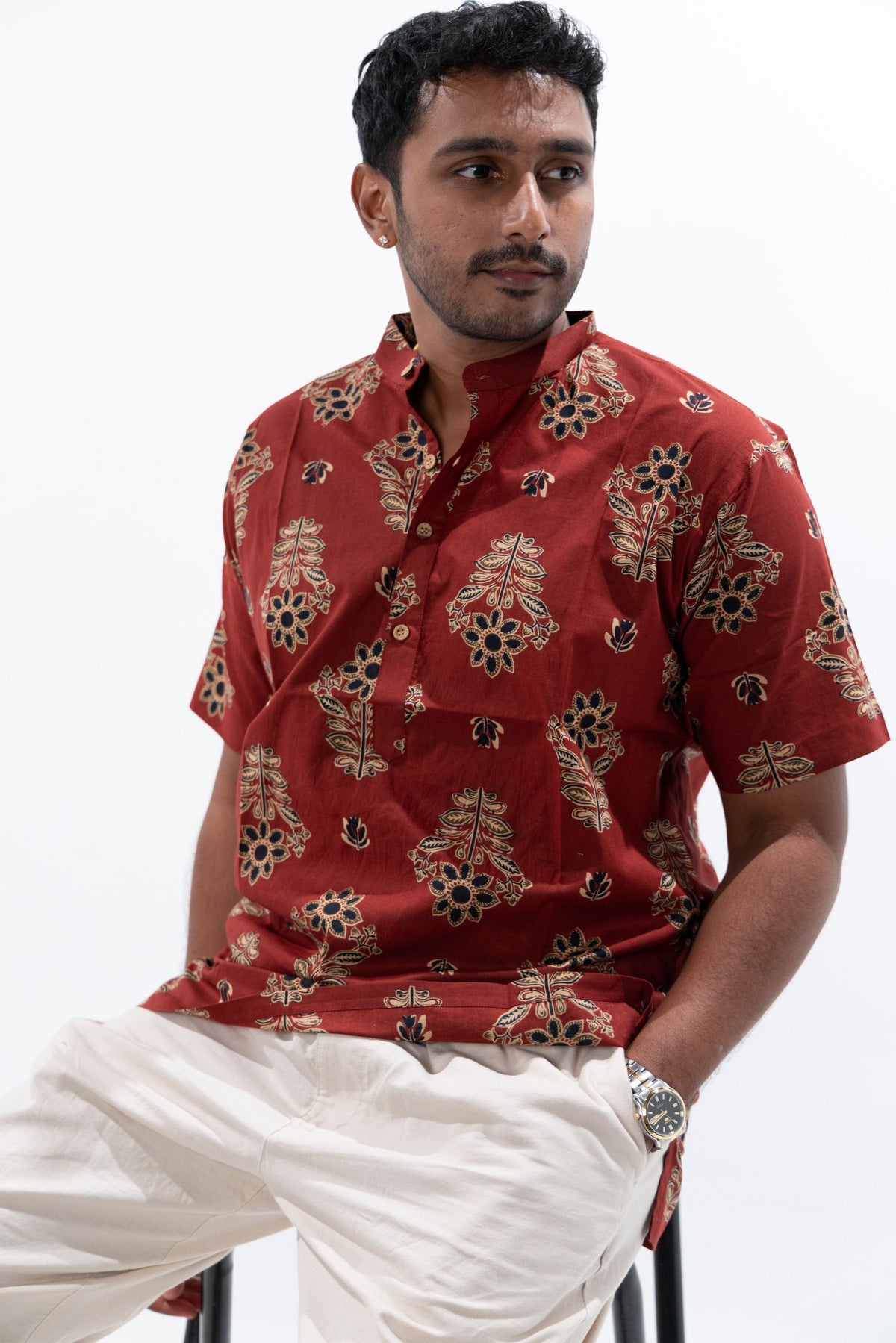 Maroon Cotton Kurta