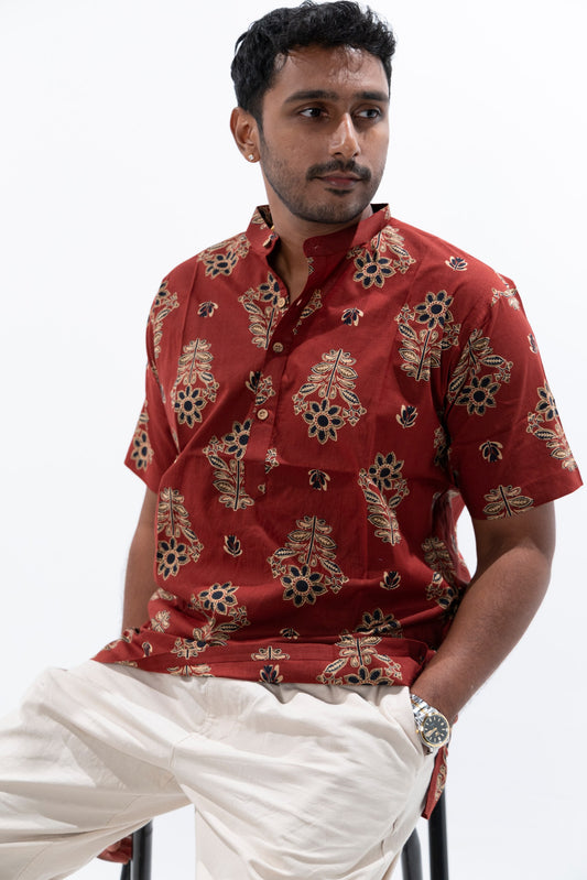 Maroon Cotton Kurta