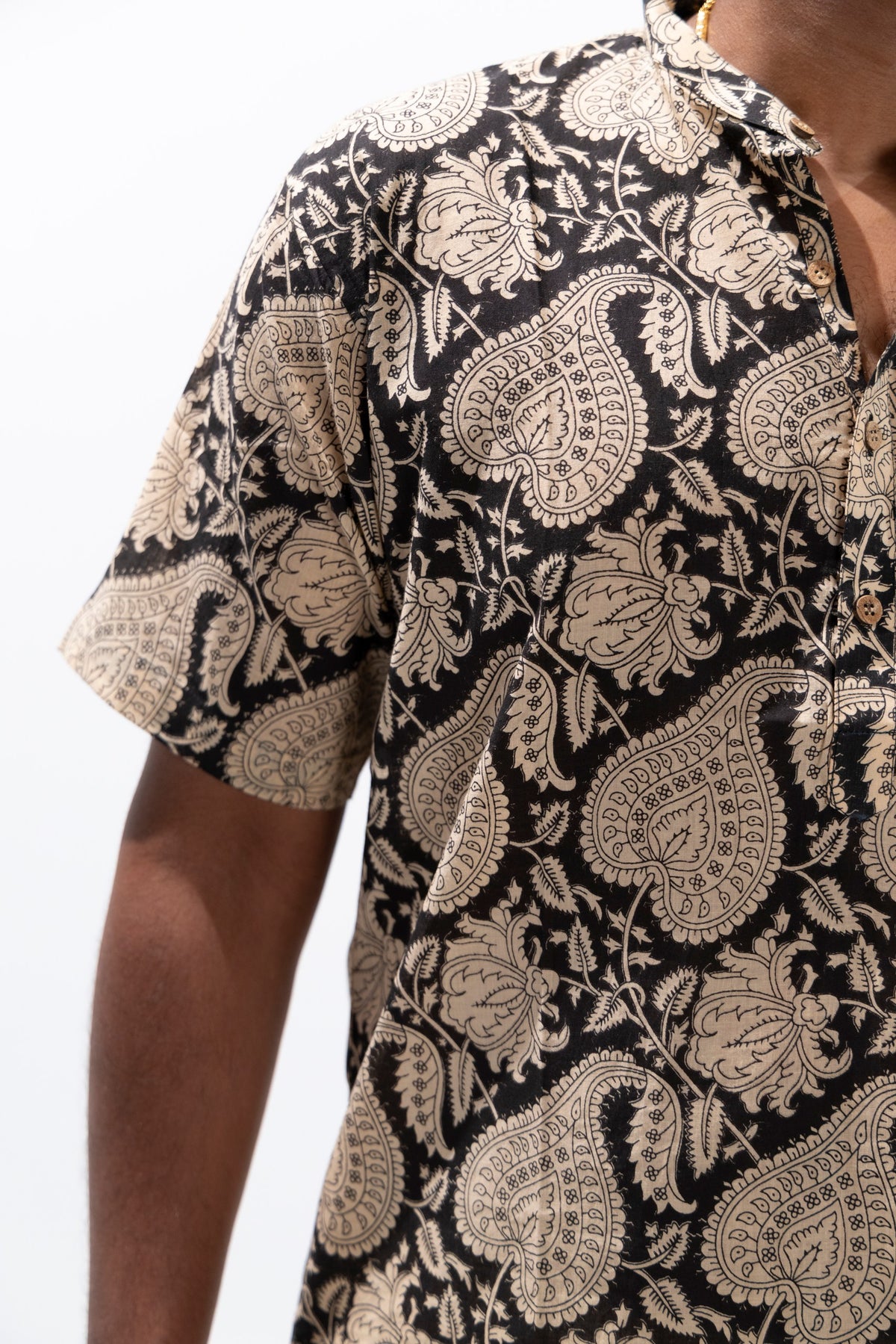 Black x Cream Cotton Kurta