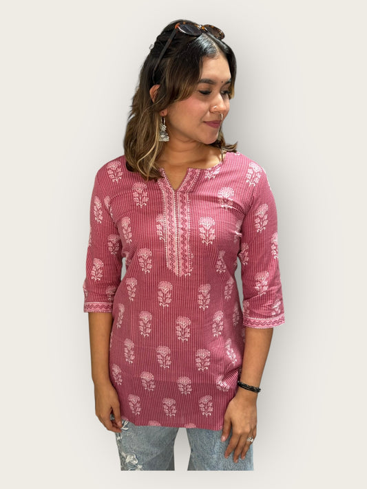Dusky Pink Cotton Short Top