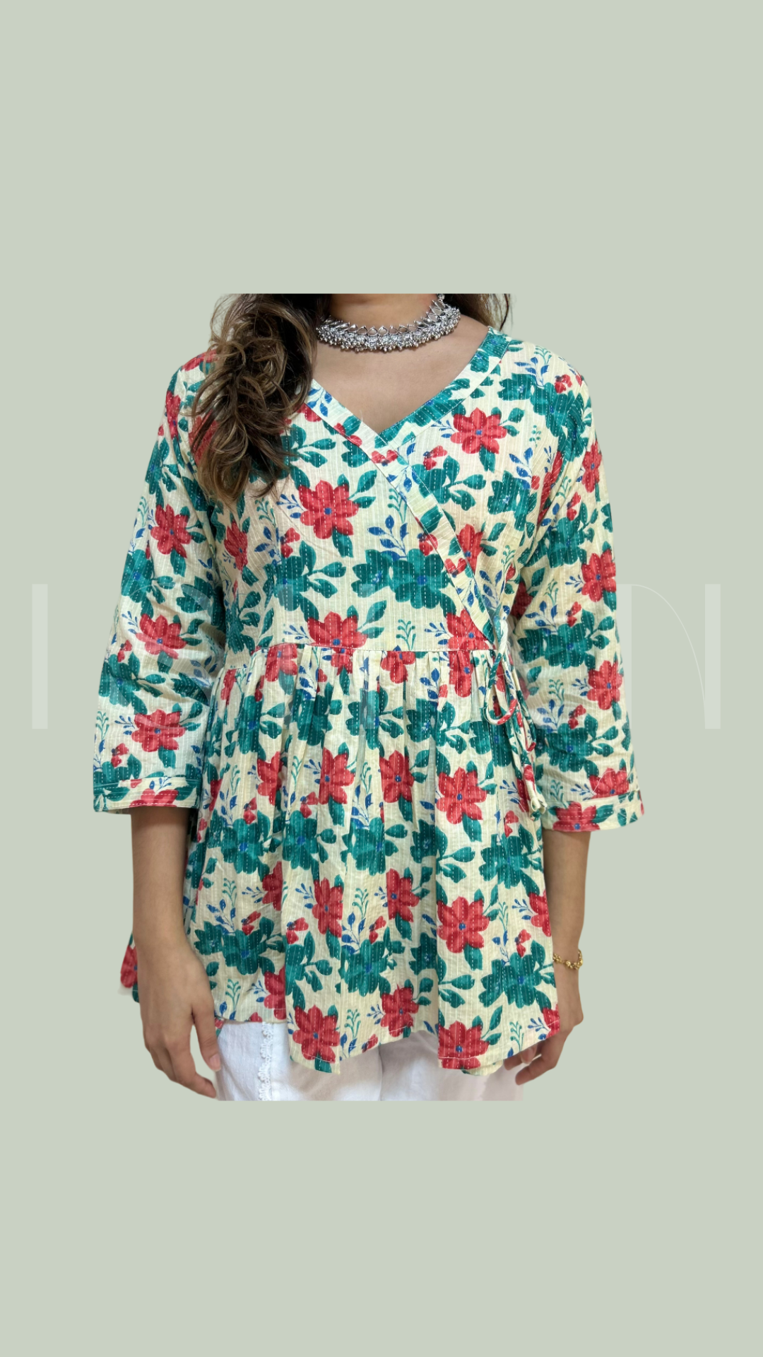 Floral Printed Cotton Peplum Top