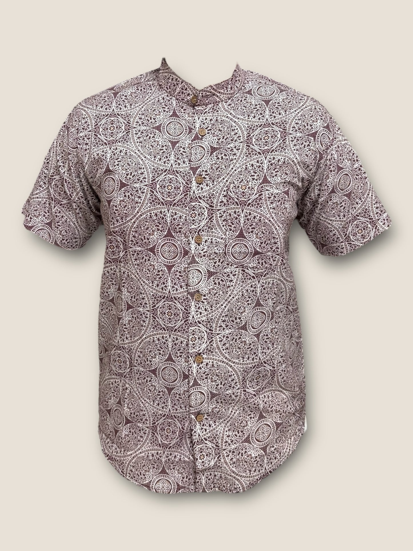 Regal Purple Cotton Mandarin Collar Shirt