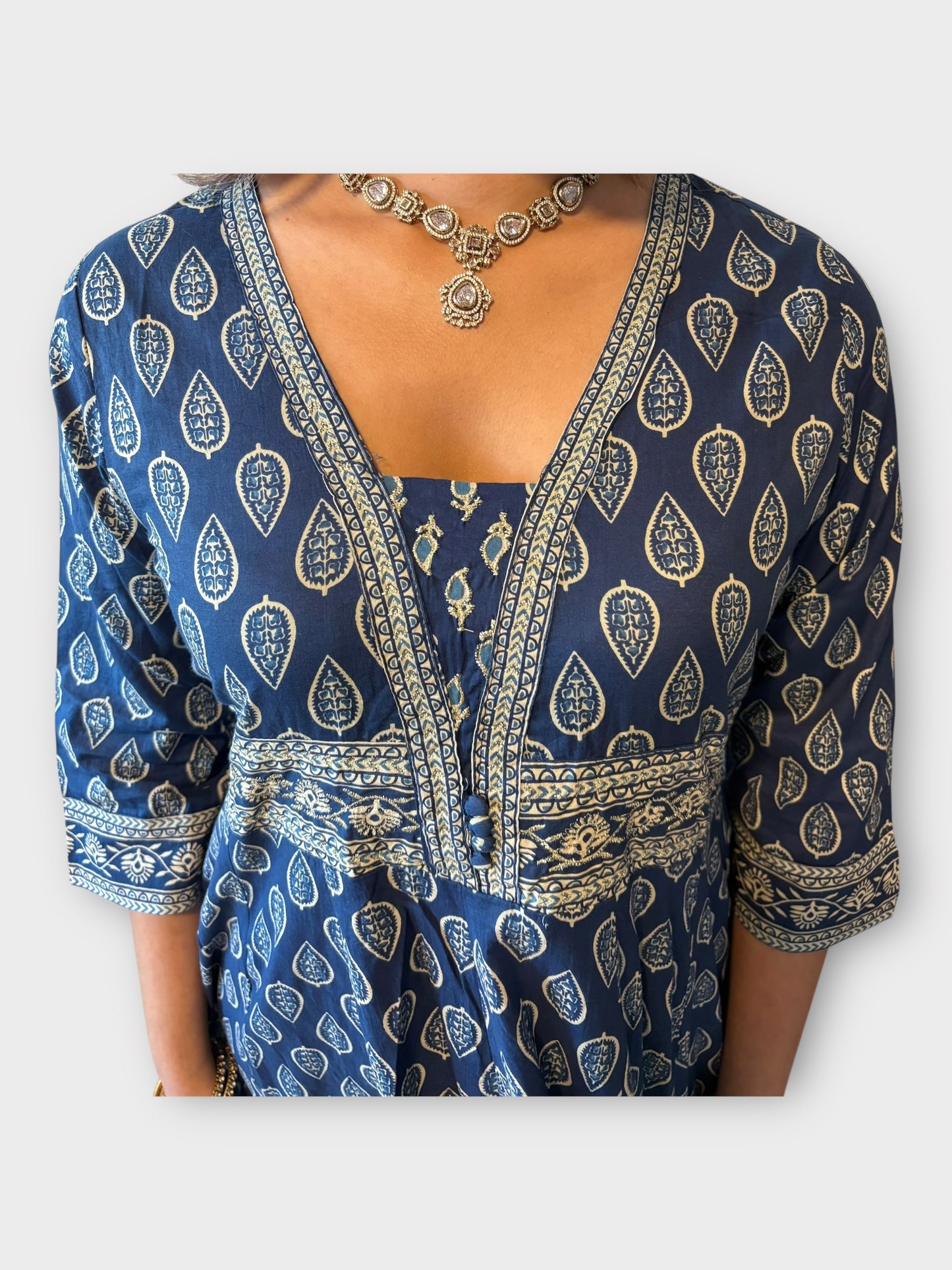 Blue Anarkali Cotton Suit