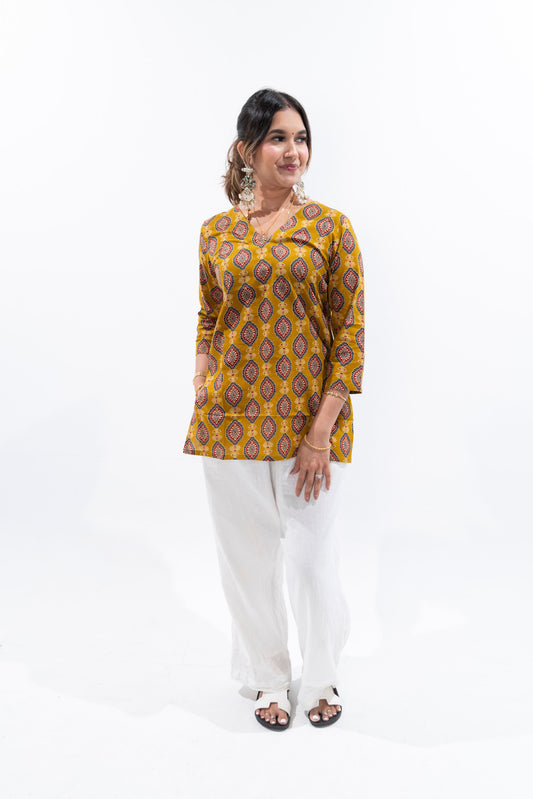 Mustard Cotton Kurti