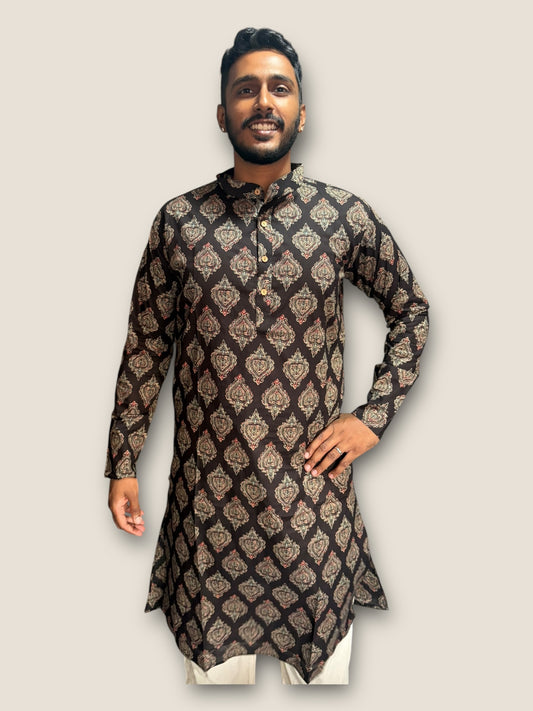 Black Spade Cotton Long Kurta