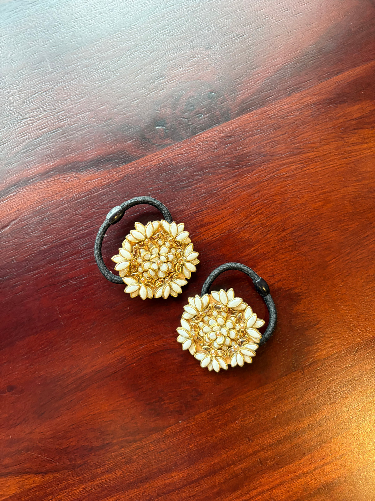 White Lotus x Gold Hair Tie - Pair