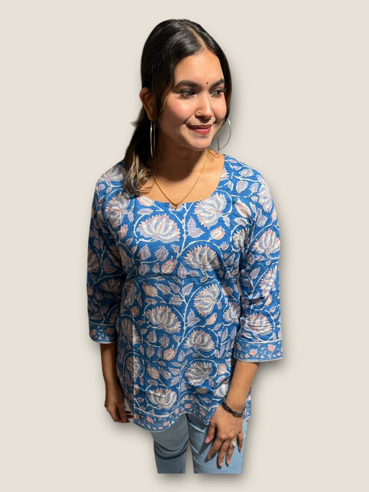 Blue Lotus Cotton Short Top
