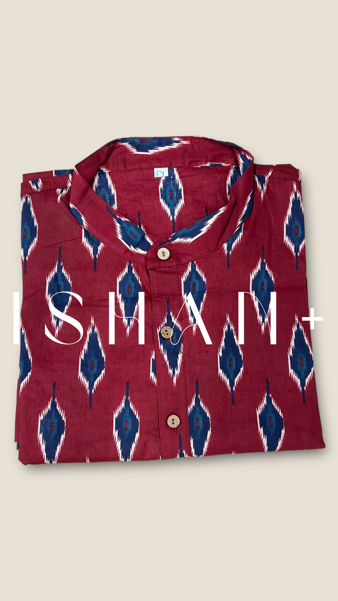 Red Peacock Print Cotton Kurta